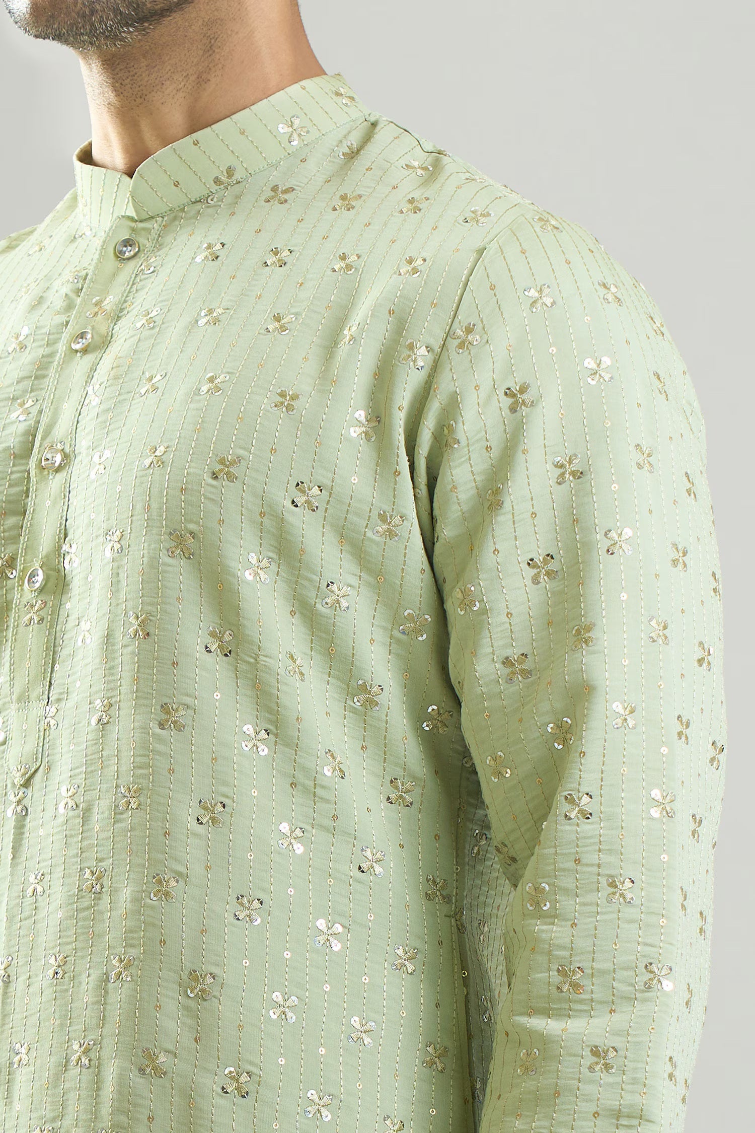 Pista Green Embroidered Kurta Set