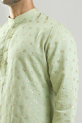 Pista Green Embroidered Kurta Set