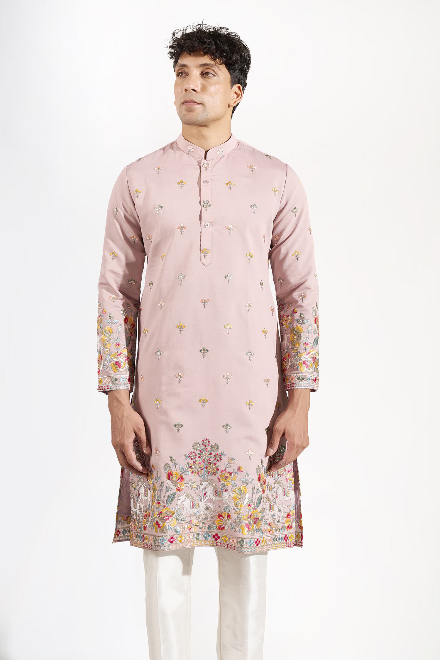 Mauve Embroidered Kurta Set