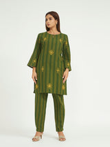 Gauri khanna in Green Striped Kurta Set with Embroidery