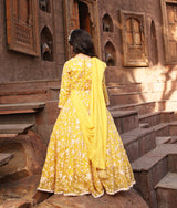 Yellow Parsi work Lehenga Choli