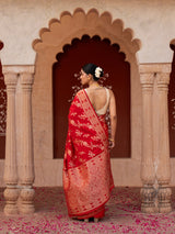 Red Pure Katan Silk Banarasi Handloom Saree