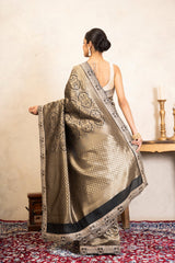 Black Pure Katan Brocade Banarasi Handloom Saree