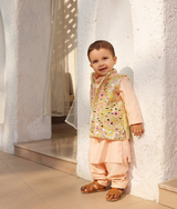 Peach Embroidered Jacket with Kurta and Pant