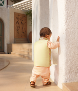 Peach Embroidered Jacket with Kurta and Pant