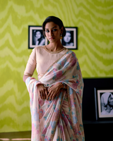 Ivory Floral Print Saree with Blouse