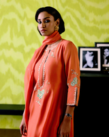 Rust Orange Side Panelled A-Line Kurta Set