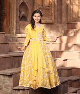 Yellow Parsi work Lehenga Choli