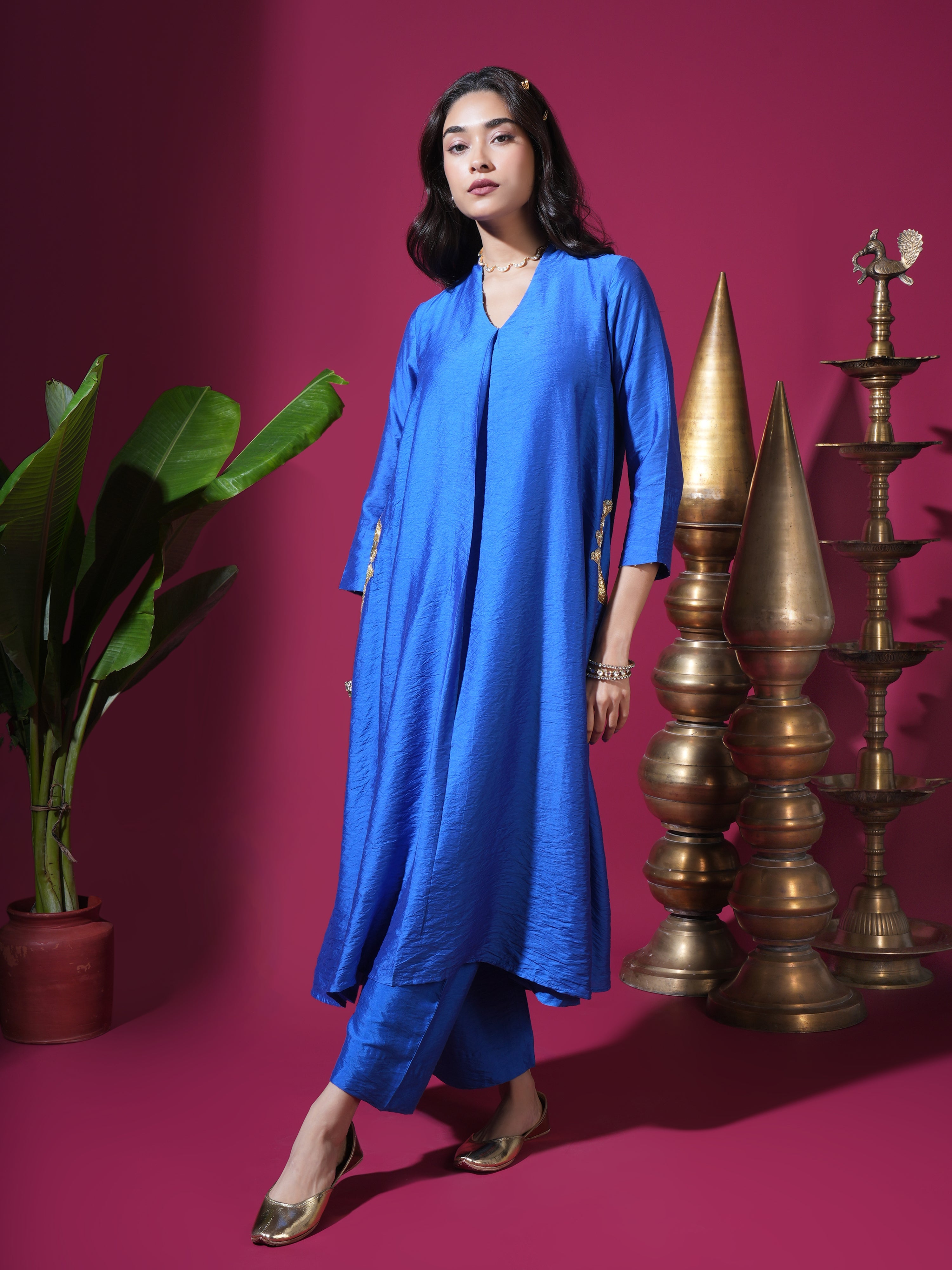Royal Blue Mor Pocket Kurta Set