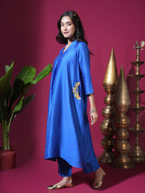 Royal Blue Mor Pocket Kurta Set