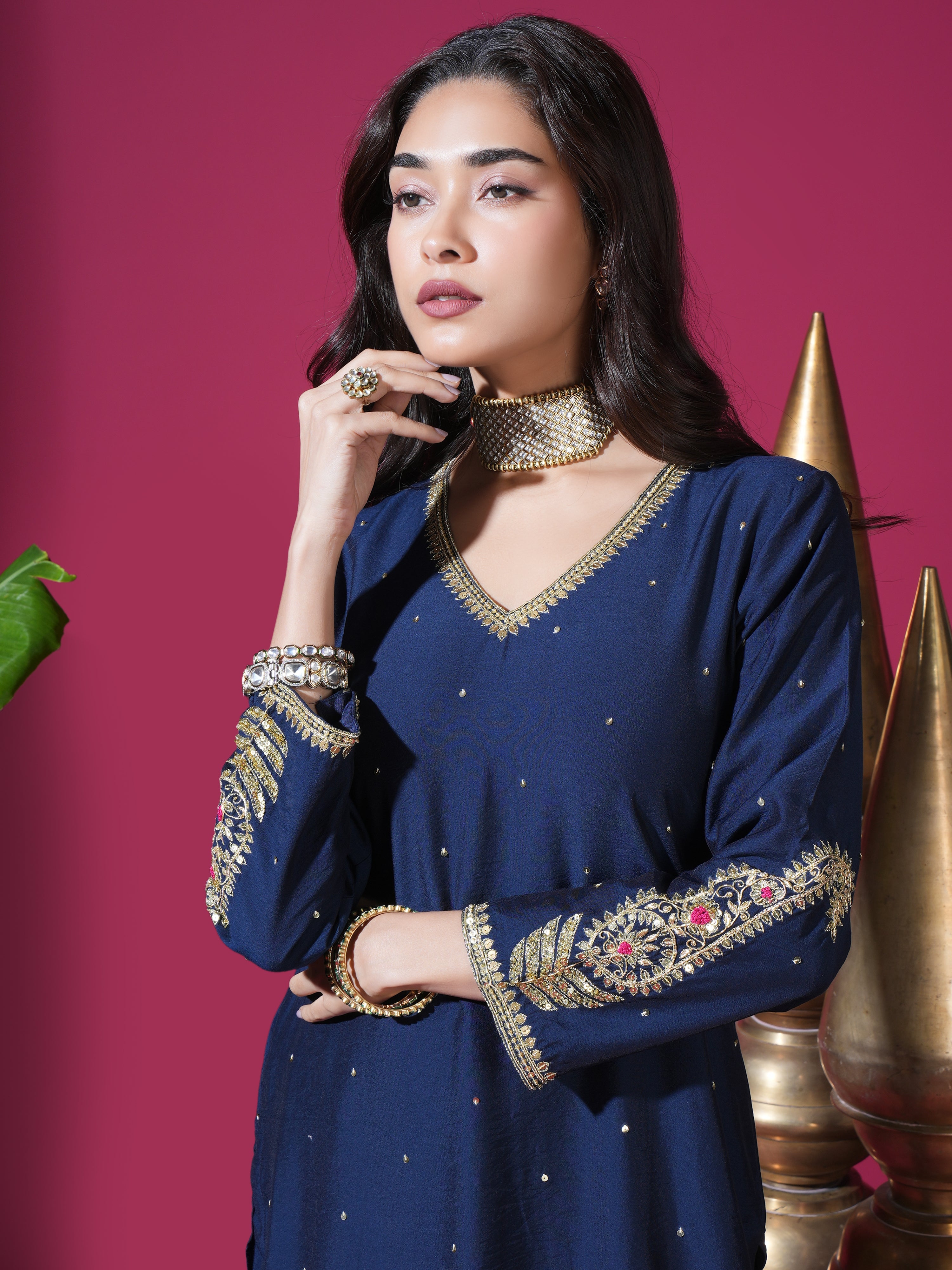 Navy Blue Keri Long Kurta Set