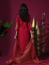 Red Asopalav Long Kurta Set