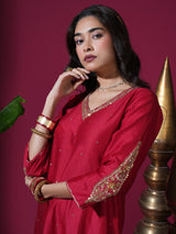 Red Asopalav Long Kurta Set