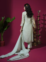 Sage Green Asopalav Leaf Stripe Kurta Set