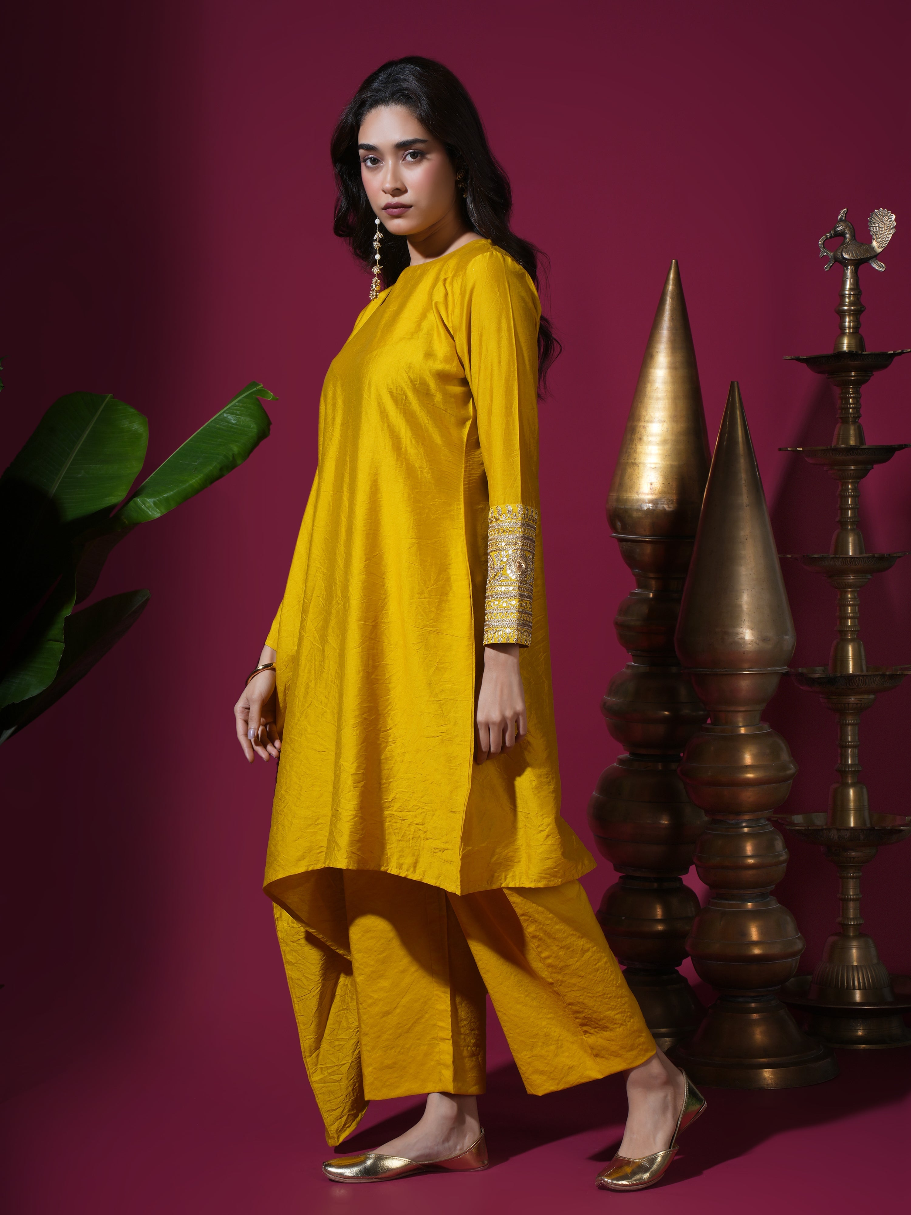 Mustard Cape Kurta Set