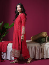 Red Sequence Long Kurta Set