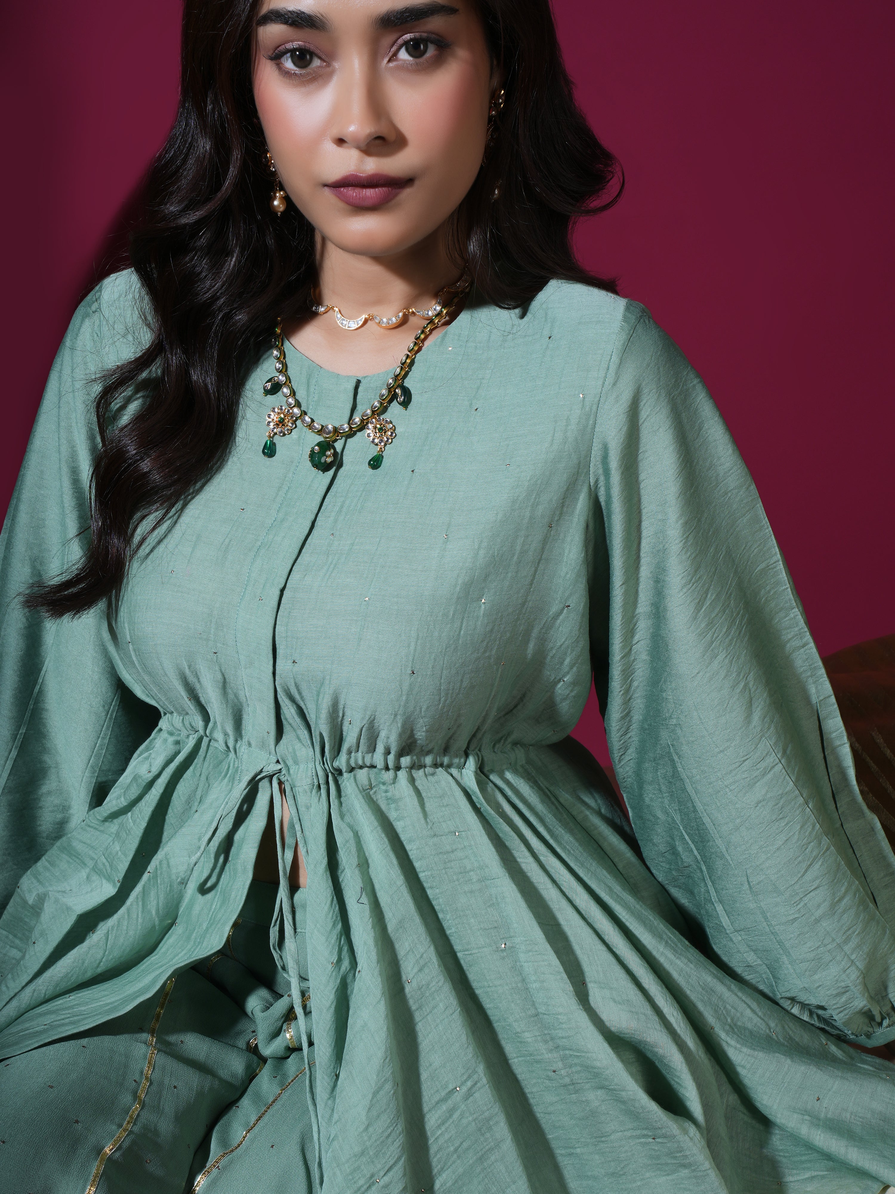 Sage Green Peplum Palazzo Set