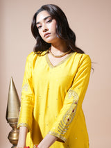 Mustard Keri Long Kurta Set