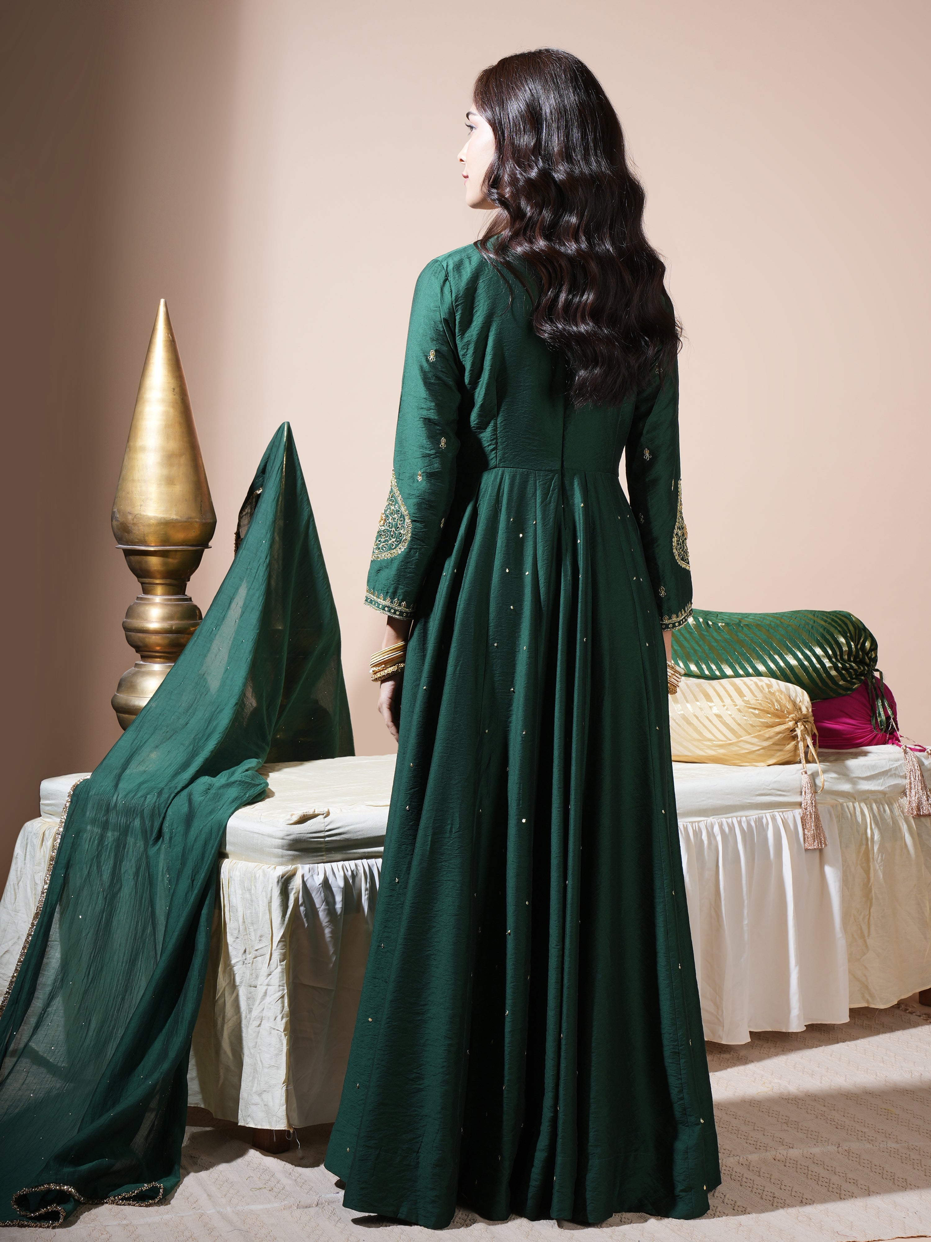 Bottle Green Paan Anarkali
