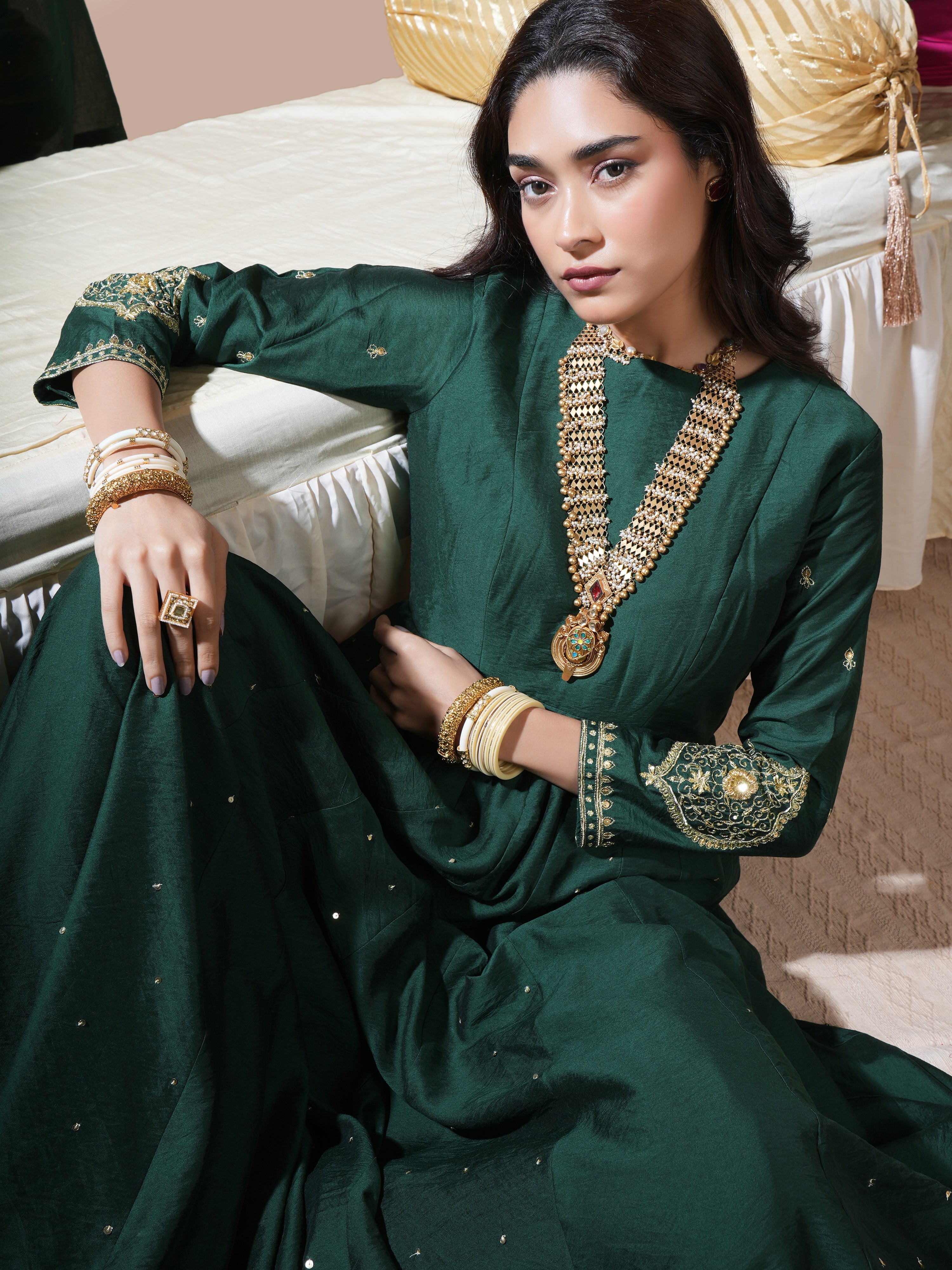 Bottle Green Paan Anarkali