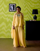 Butter cup Yellow halter neck crop top sharara set