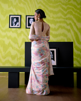 Ivory Floral Print Saree with Blouse