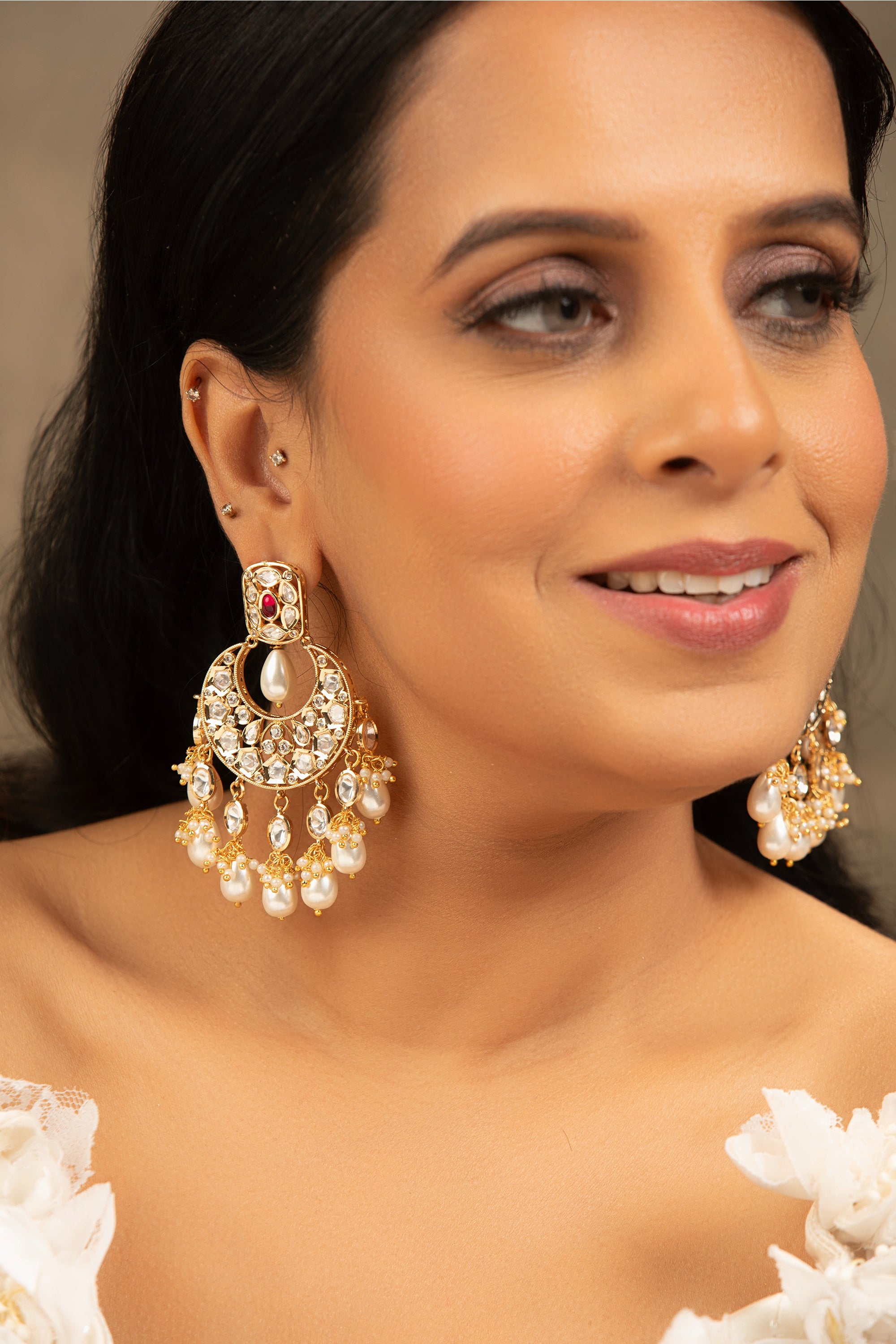 LE REYA CHANDBALI KUNDAN EARRINGS