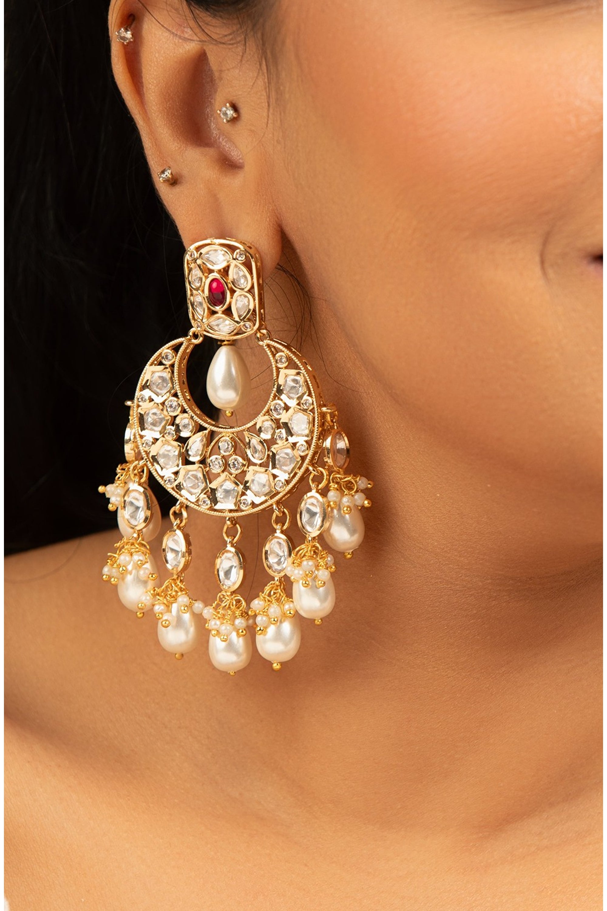 LE REYA CHANDBALI KUNDAN EARRINGS