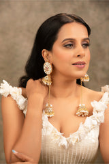 LE CHITRA LONG KUNDAN EARRINGS