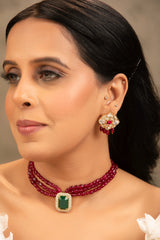 LE PRNI RED ONYX NECKLACE SET