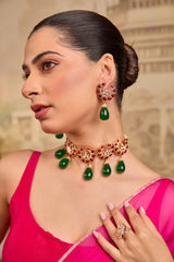 Xago Ruby and Emerald Choker Set with Teardrop Accents