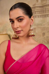 Xago Mayuraragini Kundan Peacock Jhumka Earrings With Ruby Drops