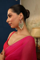 Xago Designer Polki Studs with Cascading Mint Beads