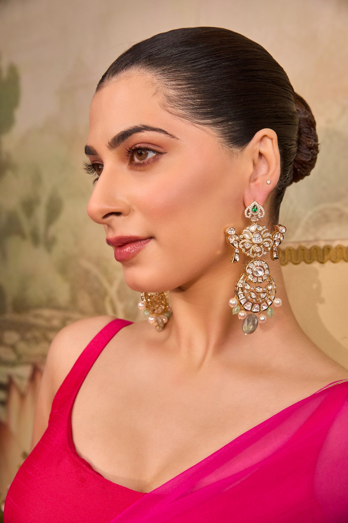 Xago Polki and Pearl Tiered Statement Earrings