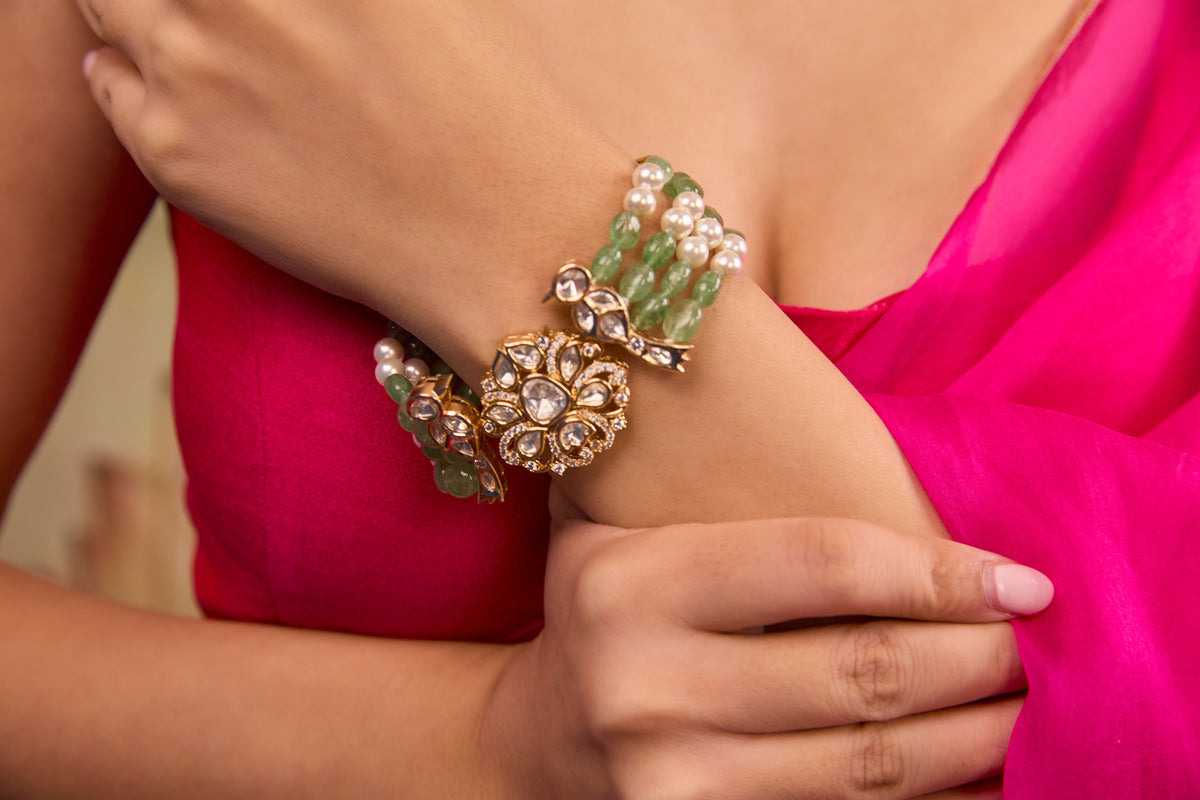 Xago Beaded kundan Polki Bracelet