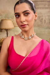 Xago Elegant Crystal Flower Motif Pearl Strand Choker Necklace