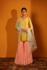 SILK CHANDERI SEQUIN EMBELLISHED SHARARA SET WITH DUPATTA