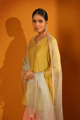 SILK CHANDERI SEQUIN EMBELLISHED SHARARA SET WITH DUPATTA