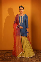 CHANDERI SILK SEQUIN EMBELLISHED SHARARA SET WITH DUPATTA