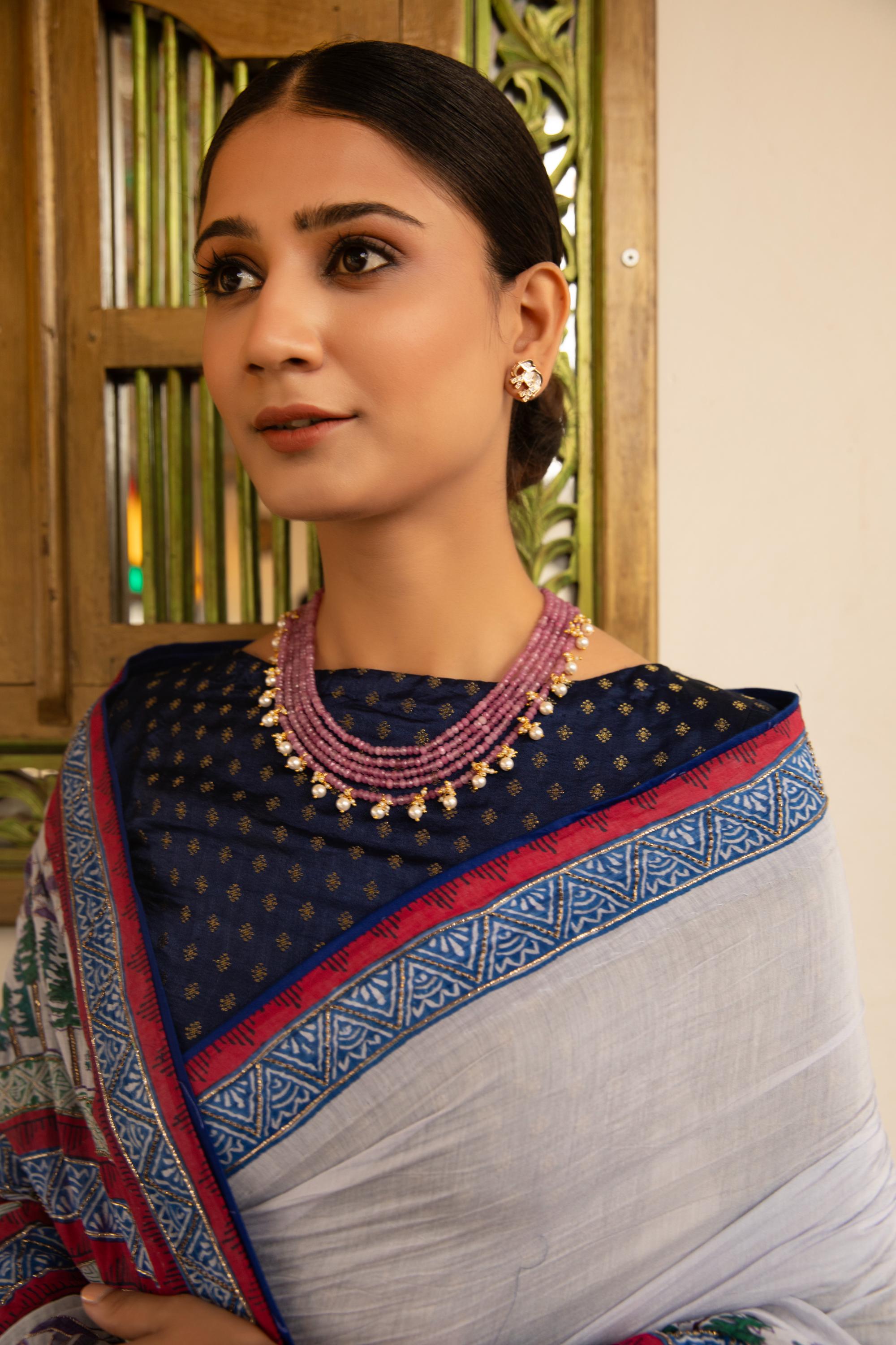Noor-E-Bahar Elegant Multi-Layer Beaded Necklace Set with Pearls