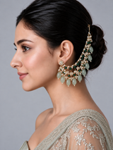 Sage Green Pearl Layered Ear Chain 63