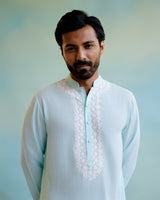 Dreamy Blue Linen Georgette Dori Kurta