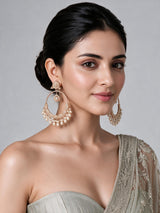 Jadau Pearl Embellished Oversized Hoop Earrings