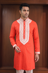 Red Embroidered Kurta Set