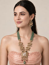 Kundan Beaded Long Necklace Earring Set