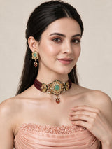 Kundan Hexagon Choker with Drop Earrings