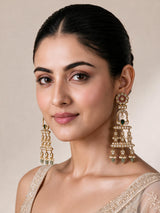 Multicolour Kundan Pearl Drop Statement Earrings