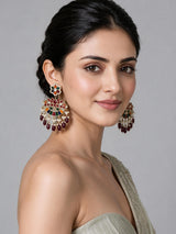 Multicolor Kundan Pearl Chandbali Earrings 51