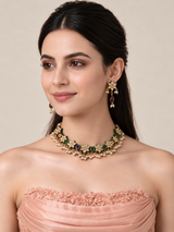 Navratna Kundan Floral Necklace and Earring Set