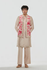 Kurta and Jacket - Heavy chanderi , Pant-Cotton twill